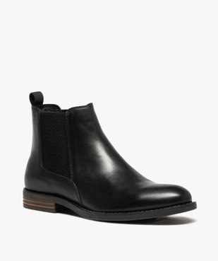 Boots homme style Chelsea dessus cuir uni - Taneo vue2 - TANEO - GEMO
