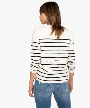Pull femme marinière en maille fine et douce vue3 - GEMO(FEMME PAP) - GEMO