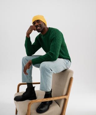 Pull col rond en coton à torsades homme vue8 - GEMO (HOMME) - GEMO