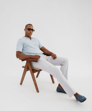 Polo en maille côtelée à encolure ouverte homme vue5 - GEMO 4G HOMME - GEMO