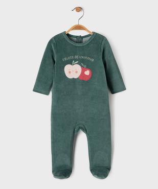 Pyjama en velours motifs pommes bébé fille vue1 - GEMO 4G BEBE - GEMO