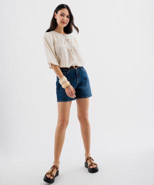 Blouse manches 3/4 avec empiècement brodé femme vue4 - GEMO(FEMME PAP) - GEMO