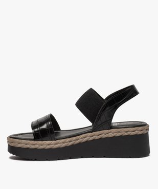Sandales femme à talon compensé et brides élastiques vue3 - GEMO(URBAIN) - GEMO