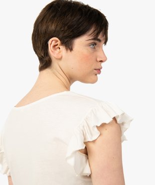 Tee-shirt femme avec manches volantées et boutons sur l’avant vue2 - GEMO(FEMME PAP) - GEMO