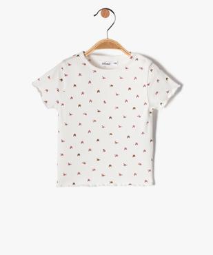 Tee-shirt à manches courtes en maille côtelée bébé fille vue1 - GEMO(BEBE DEBT) - GEMO