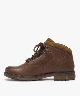 Boots homme avec dessus cuir lisse et lacets montagne vue3 - GEMO (CASUAL) - GEMO
