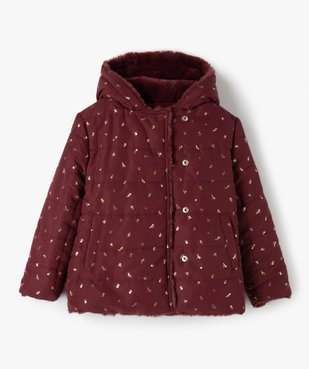 Manteau fille forme trapèze réversible matelassé/maille peluche vue4 - GEMO (ENFANT) - GEMO