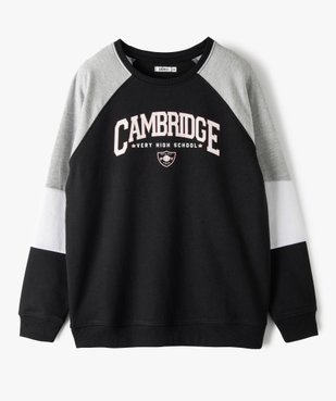 Sweat fille tricolore avec inscription sur l’avant vue1 - GEMO (JUNIOR) - GEMO