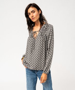 Blouse fluide imprimée avec liens à nouer femme vue1 - GEMO(FEMME PAP) - GEMO