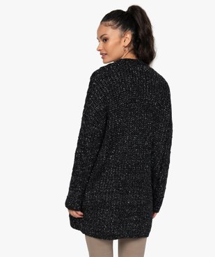Gilet femme en grosse maille chinée porté ouvert vue3 - GEMO(FEMME PAP) - GEMO