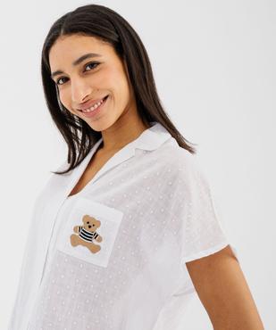Chemise de nuit en voile de coton plumetis femme - LuluCastagnette vue2 - LULUCASTAGNETTE - GEMO