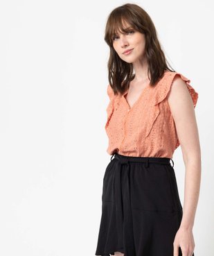 Tee-shirt sans manches en maille ajourée extensible vue1 - GEMO(FEMME PAP) - GEMO