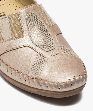 Mocassins femme confort en cuir et talon compensé vue6 - GEMO (CONFORT) - GEMO