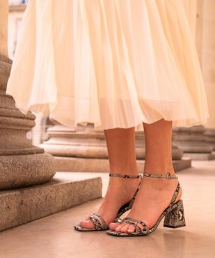 Sandales à talon trapèze et brides bijou femme - Follow Me vue1 - FOLLOW ME - GEMO
