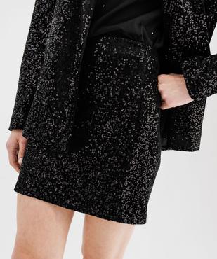 Jupe courte en velours avec sequins brodés femme vue3 - GEMO(FEMME PAP) - GEMO