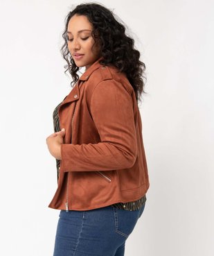 Blouson femme grande taille esprit biker en suédine vue1 - GEMO (G TAILLE) - GEMO