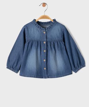 Blouse en jean à manches longues et col victorien bébé fille vue1 - GEMO(BEBE DEBT) - GEMO