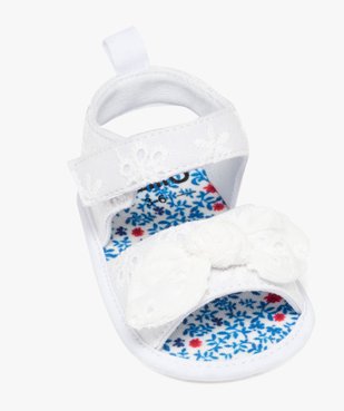 Chaussons de naissance bébé fille sandales à scratch en coton brodé vue5 - GEMO 4G BEBE - GEMO