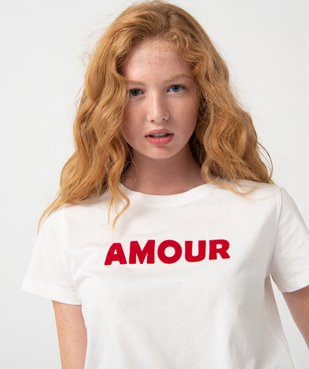 Tee-shirt femme à manches courtes avec message vue5 - GEMO(FEMME PAP) - GEMO