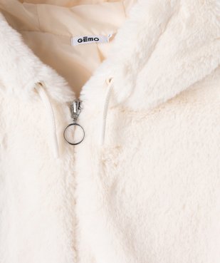 Blouson fille à capuche en maille peluche vue2 - GEMO (JUNIOR) - GEMO