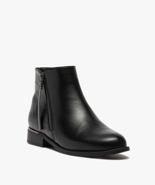 Boots femme unis à talon plat imitation croco vue2 - GEMO (CASUAL) - GEMO
