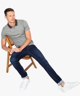 Polo homme à fines rayures et manches courtes vue1 - GEMO (HOMME) - GEMO