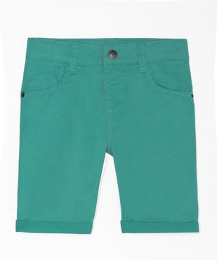 Bermuda garçon en coton twill uni à revers vue1 - GEMO (ENFANT) - GEMO