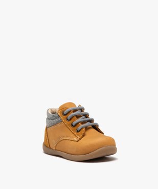 Chaussures premiers pas bébé garçon unies en cuir à col denim vue2 - GEMO(BEBE DEBT) - GEMO