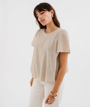 Tee-shirt manches courtes blousant en maille fluide pailletée femme vue4 - GEMO(FEMME PAP) - GEMO