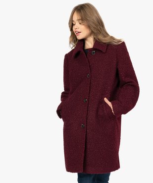 Manteau femme mi-long en maille bouclette vue1 - Nikesneakers(FEMME PAP) - Nikesneakers
