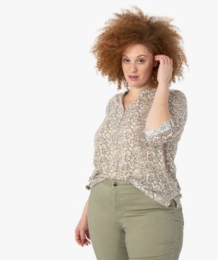 Tee-shirt femme grande taille imprimé col V et dos dentelle vue1 - GEMO 4G GT - GEMO