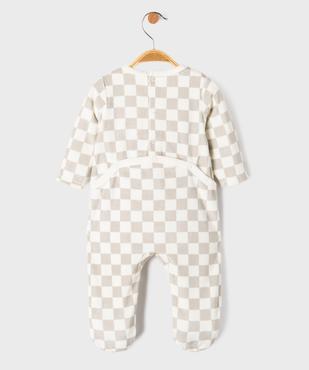 Pyjama en velours à motifs damiers bébé garçon vue3 - GEMO 4G BEBE - GEMO
