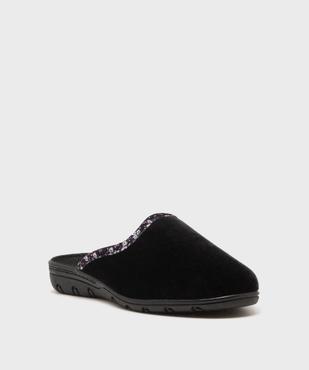 Chaussons mules en velours avec biais à motifs fleuris femme vue2 - G'FLEX - GEMO