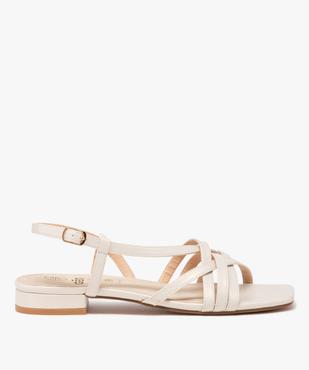 Sandales femme à talon plat à fines brides unies et croisées vue1 - GEMO (CASUAL) - GEMO