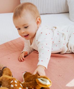 Pyjama en velours à petits cœurs et broderies oiseaux bébé vue5 - GEMO 4G BEBE - GEMO