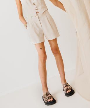 Short à pinces en viscose et lin fille vue10 - GEMO 4G FILLE - GEMO