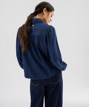 Chemise en jean manches longues à col lavallière amovible femme LuluCastagnette vue4 - LULU CASTAGNETTE G4G D - GEMO