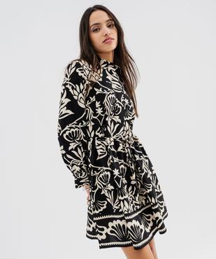 Robe courte à haut chemise imprimée femme vue5 - GEMO 4G FEMME - GEMO