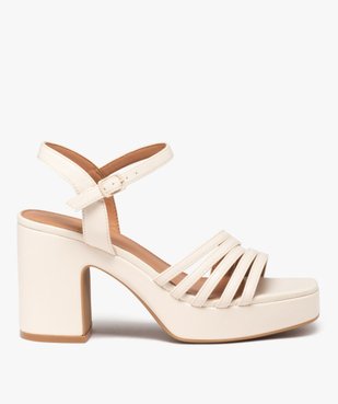 Sandales femme à talon plateforme et bout carré à fines brides vue2 - GEMO(URBAIN) - GEMO