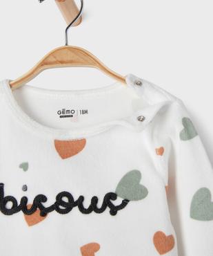Pyjama 2 pièces en velours à motifs coeurs bébé vue2 - GEMO 4G BEBE - GEMO