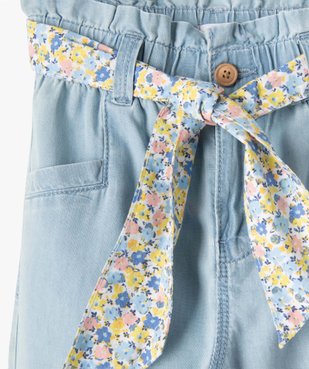 Pantalon fille délavé avec ceinture fleurie amovible vue3 - GEMO 4G FILLE - GEMO