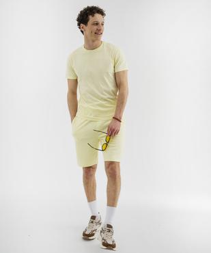 Bermuda en maille French Terry avec taille ajustable homme vue4 - GEMO 4G HOMME - GEMO