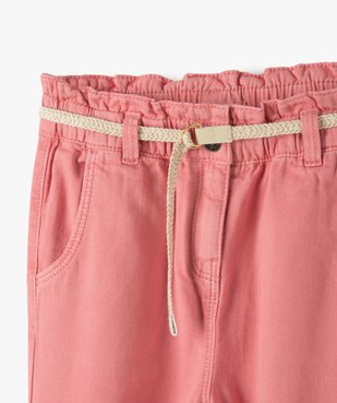 Pantalon fille ample avec taille haute et ceinture tressée vue2 - GEMO (ENFANT) - GEMO