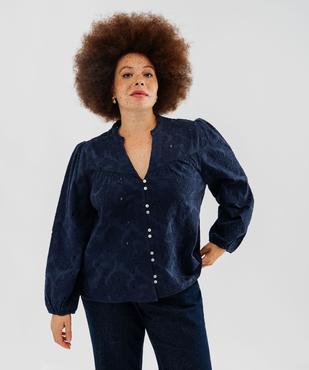 Blouse manches longues à broderies fleuries femme grande taille vue2 - GEMO (G TAILLE) - GEMO