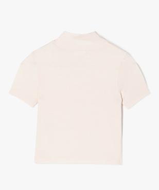 Tee-shirt court à manches courtes et col montant uni fille vue4 - GEMO 4G FILLE - GEMO