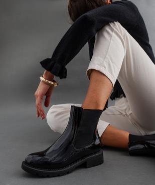 Boots femme vernies style Chelsea à semelle crantée vue1 - 5 MILES - GEMO
