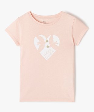 Tee-shirt fille à manches courtes avec motif pailleté vue1 - GEMO (ENFANT) - GEMO