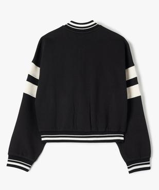 Blouson court avec finitions bord-côte fille vue3 - GEMO (JUNIOR) - GEMO