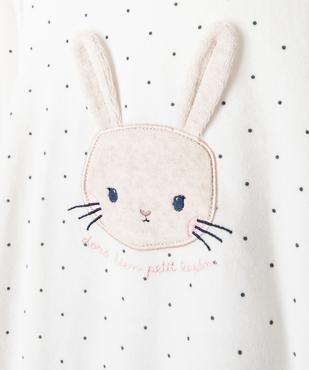 Pyjama en velours à motif lapin bébé fille vue2 - GEMO 4G BEBE - GEMO