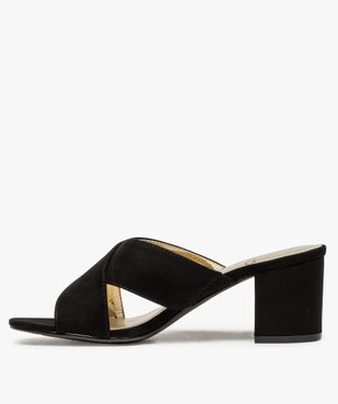Sandales femme mules à talon unies à brides croisées vue3 - GEMO(URBAIN) - GEMO